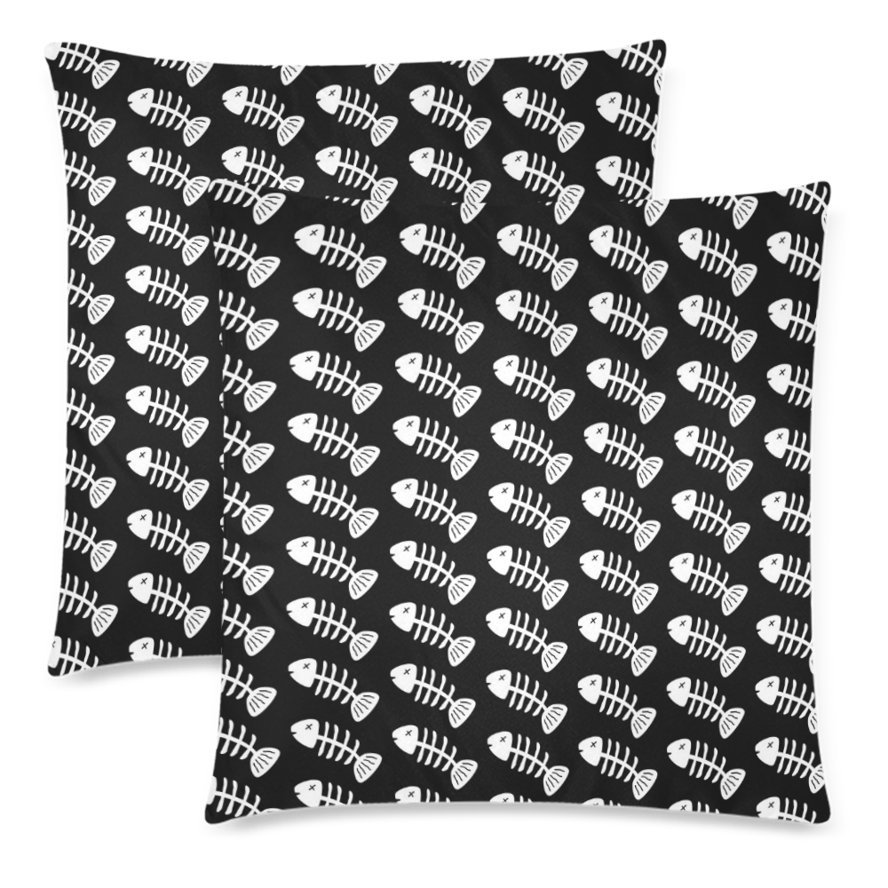 Fish Bones Pattern Custom Zippered Pillow Cases 18"x 18" (Twin Sides) (Set of 2)