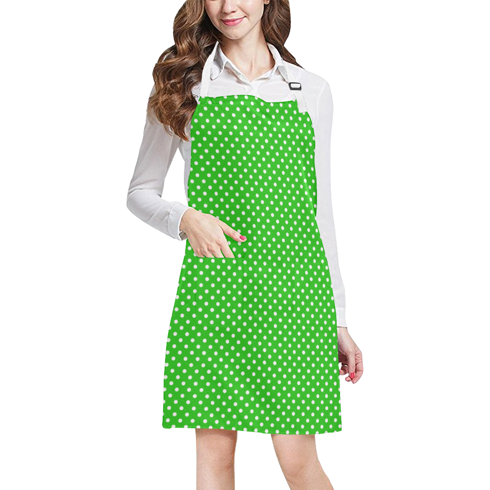 Green polka dots All Over Print Apron