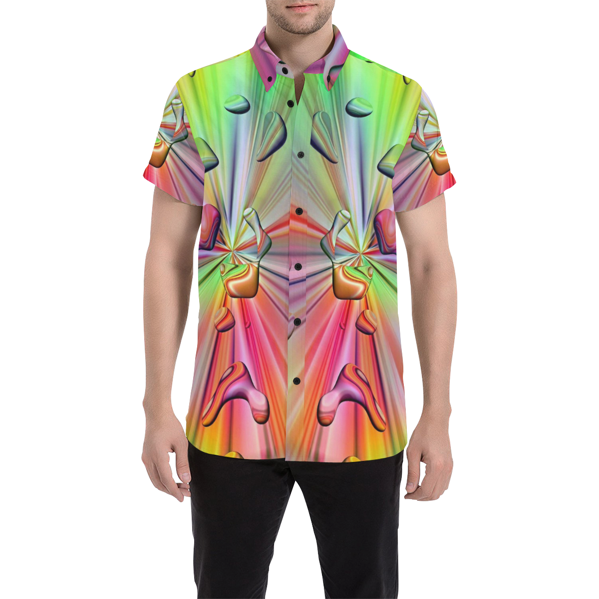 Popart Rainbow Drops by Nico Bielow Men's All Over Print Short Sleeve Shirt (Model T53)