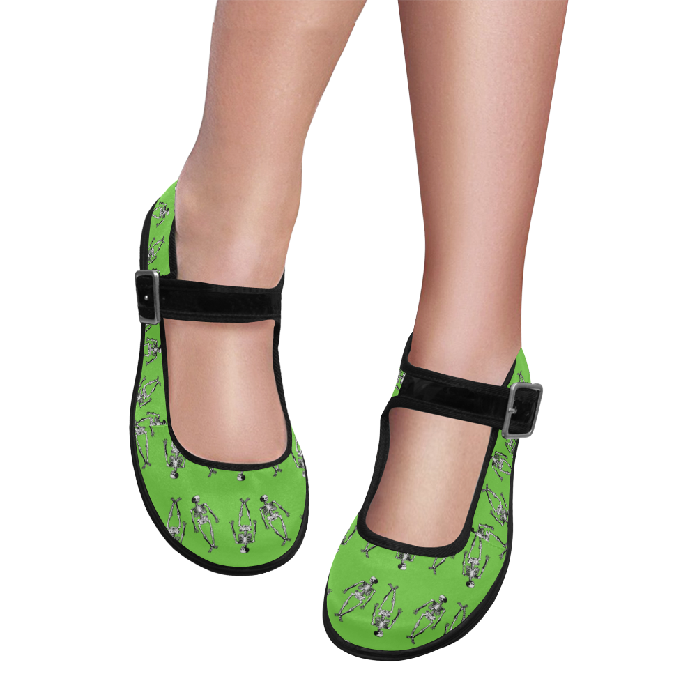 skeleton green Mila Satin Women's Mary Jane Shoes (Model 4808)