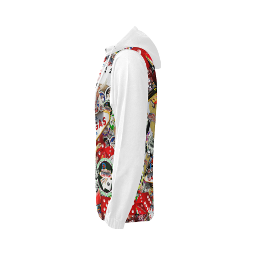 Gamblers Delight - Las Vegas Icons Vest Style White All Over Print Full Zip Hoodie for Women (Model H14)
