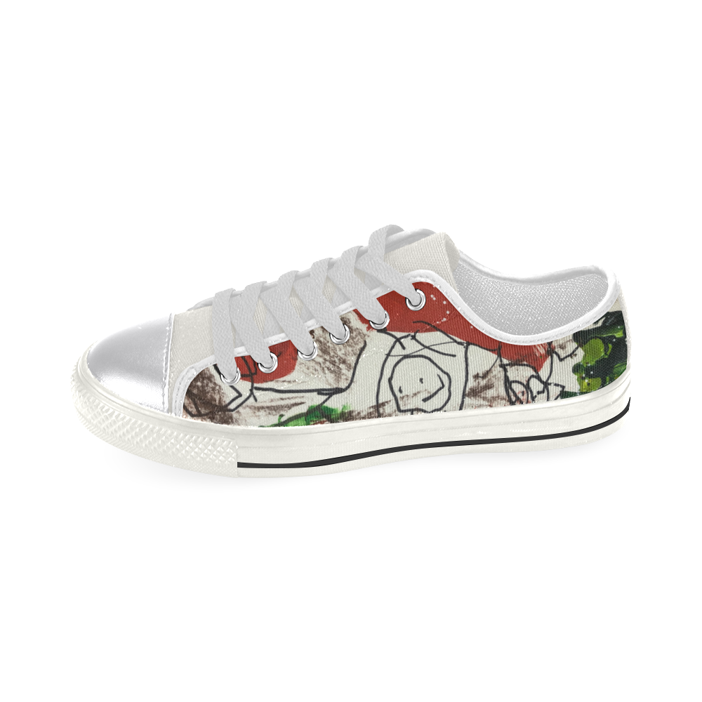 Red family fields- women low top Women's Classic Canvas Shoes (Model 018)