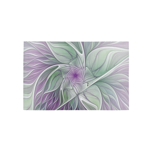 Flower Dream Abstract Purple Sea Green Floral Fractal Art Area Rug 5'x3'3''