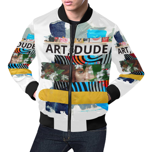 Art Dude colorful abstract artsy design by PiccoGrande All Over Print Bomber Jacket for Men (Model H19)