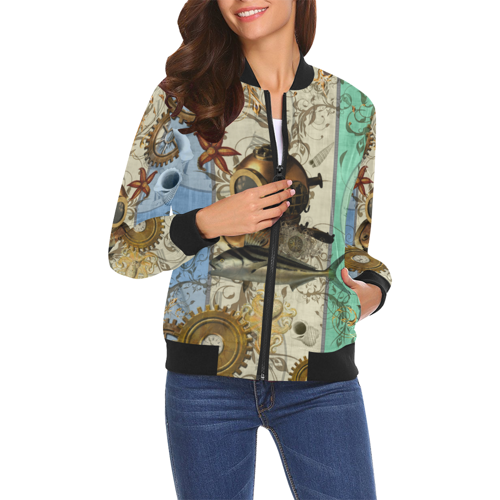 Nautical Steampunk All Over Print Bomber Jacket for Women (Model H19)
