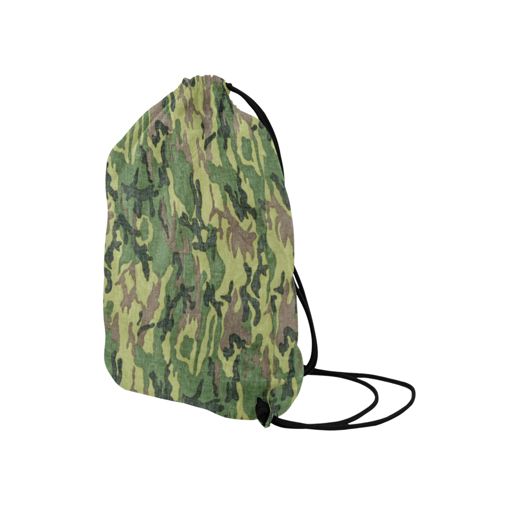 Military Camo Green Woodland Camouflage Medium Drawstring Bag Model 1604 (Twin Sides) 13.8"(W) * 18.1"(H)