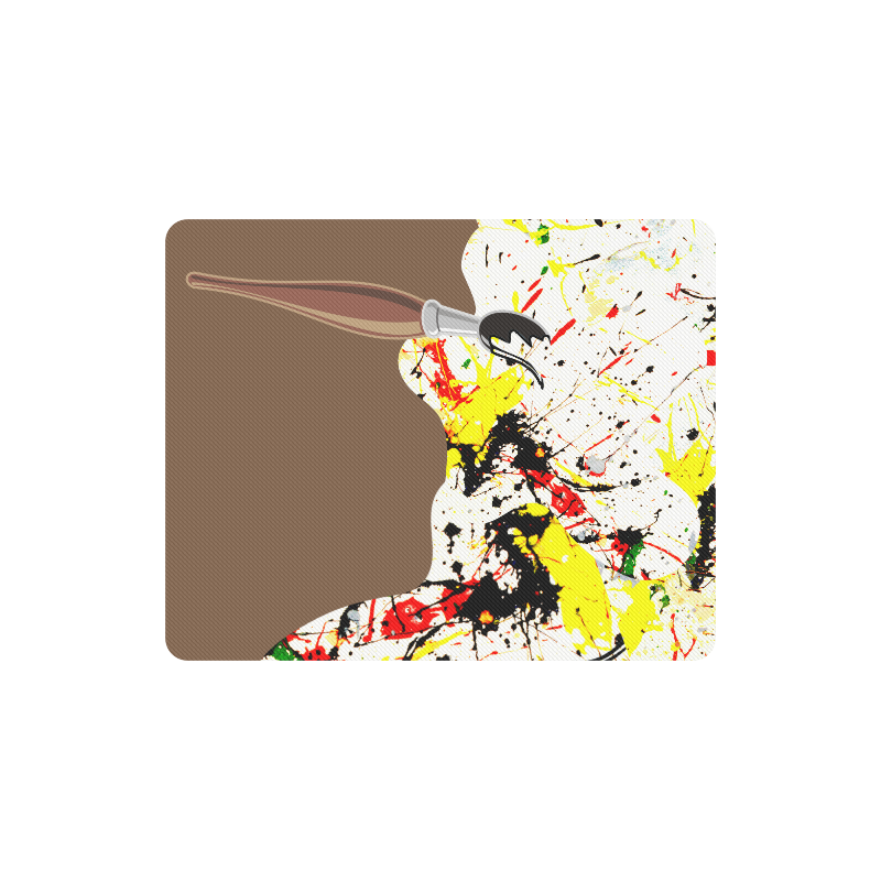 Paint Splatter with Artists Paint Brush on Brown Rectangle Mousepad