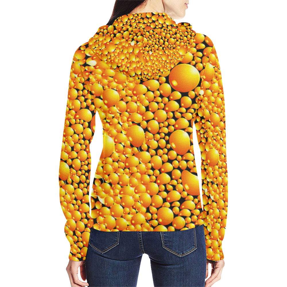 yellow bubble All Over Print Full Zip Hoodie for Women (Model H14)