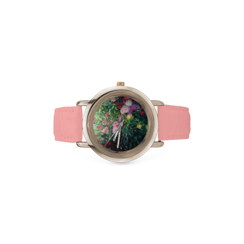 FLOWERS Women's Rose Gold Leather Strap Watch(Model 201)