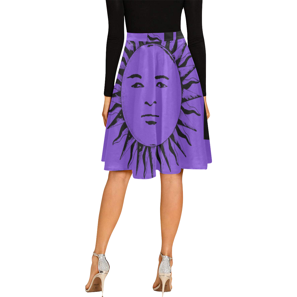 GOD Midi Skirt H Purple Melete Pleated Midi Skirt (Model D15)