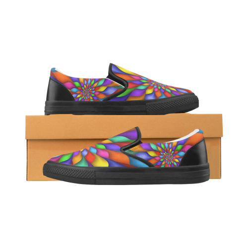 RAINBOW SKITTLES Slip-on Canvas Shoes for Men/Large Size (Model 019)
