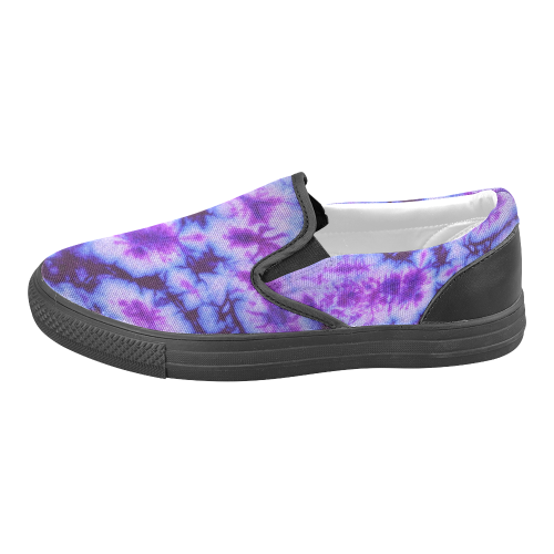 tie dye blue and purple Slip-on Canvas Shoes for Men/Large Size (Model 019)