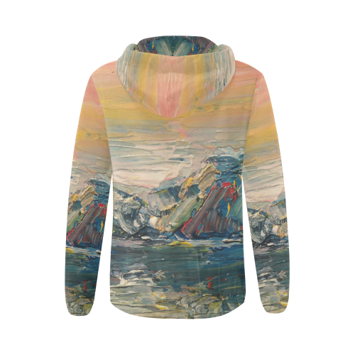 Mountains painting All Over Print Full Zip Hoodie for Women (Model H14)