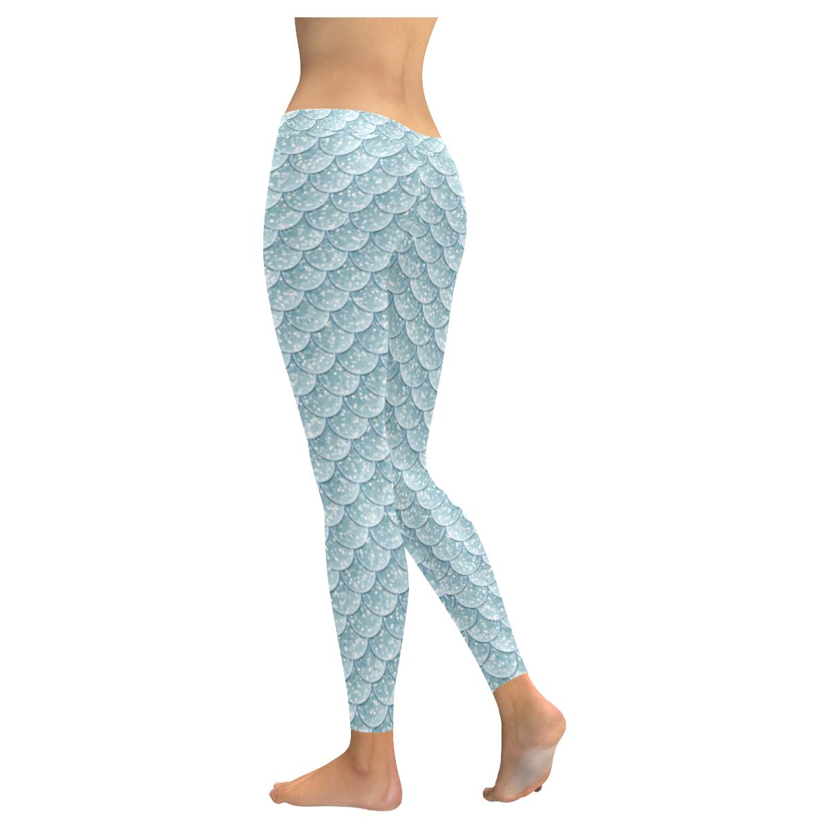 Glitter Mermaid Women's Low Rise Leggings (Invisible Stitch) (Model L05)
