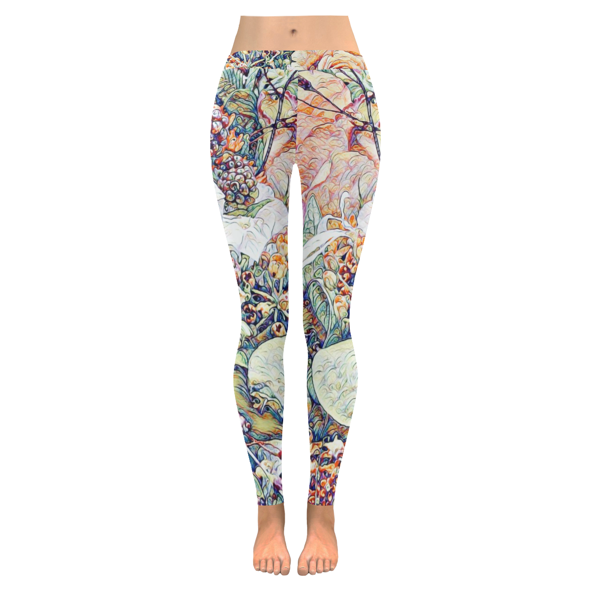 Impression Floral 10191 by JamColors Women's Low Rise Leggings (Invisible Stitch) (Model L05)