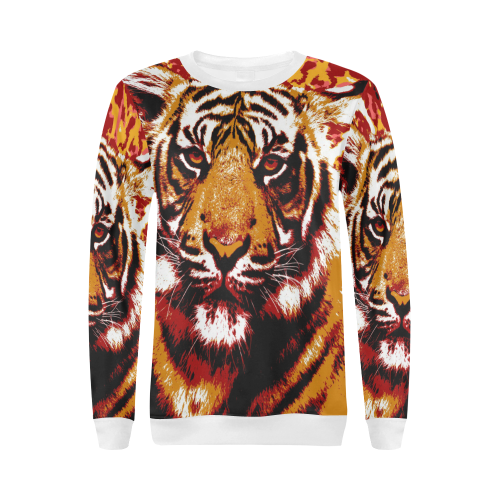TIGER 13 All Over Print Crewneck Sweatshirt for Women (Model H18)