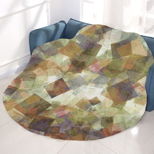 abstract squares Circular Ultra-Soft Micro Fleece Blanket 60"