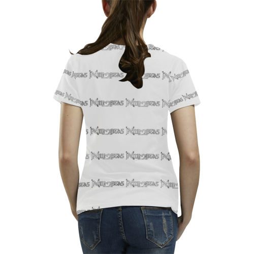 NUMBERS Collection Mini Logos White All Over Print T-Shirt for Women (USA Size) (Model T40)