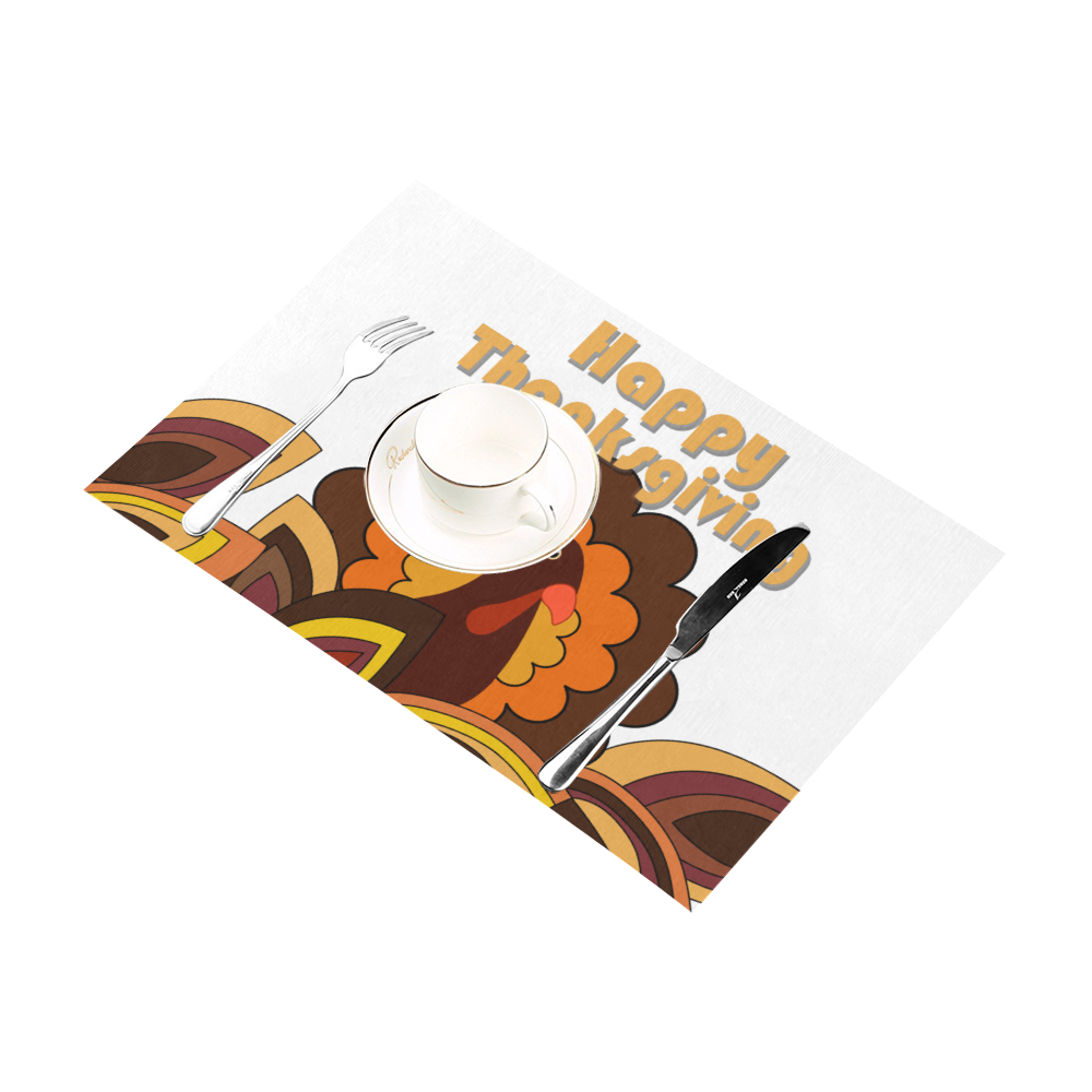 Retro Turkey Happy Thanksgiving Placemat 12’’ x 18’’ (Set of 6)