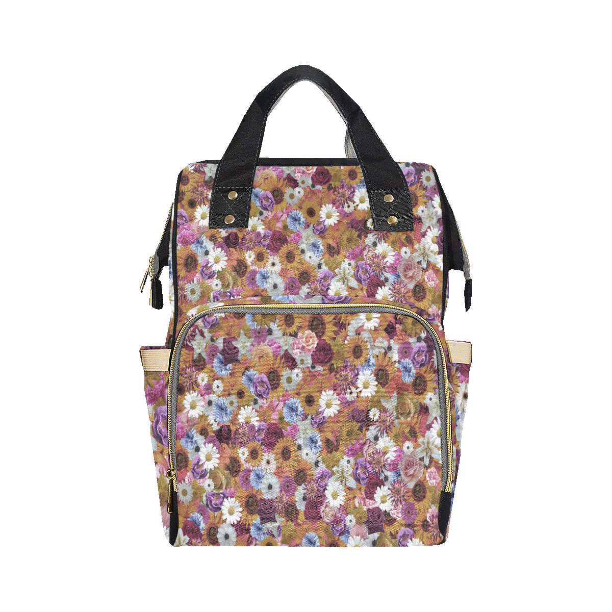 Purple Rust Fantasy Garden Multi-Function Diaper Backpack/Diaper Bag (Model 1688)