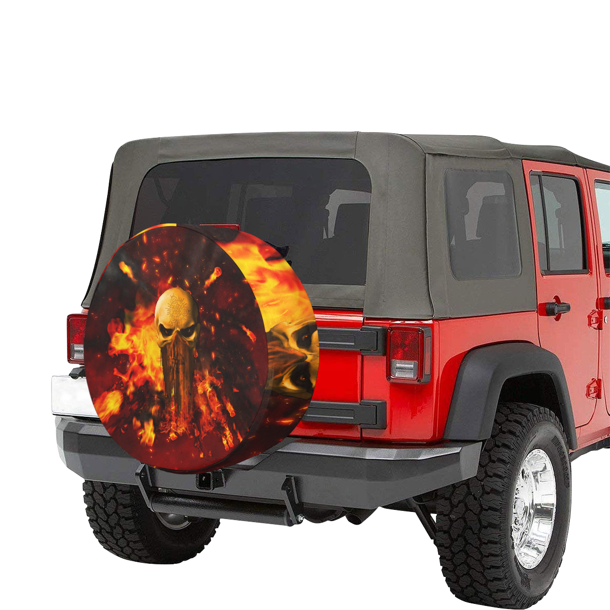 Amazing skull with fire 34 Inch Spare Tire Cover