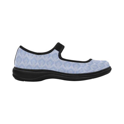 damask blue Mila Satin Women's Mary Jane Shoes (Model 4808)