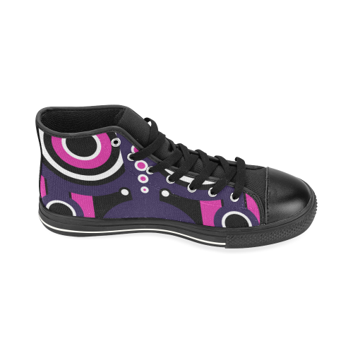 Pink Purple Tiki Tribal High Top Canvas Shoes for Kid (Model 017)