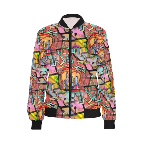 Atlanta by Nico Bielow All Over Print Bomber Jacket for Women (Model H36)