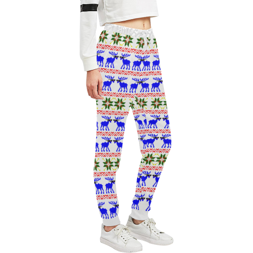 Christmas Ugly Sweater 'Deal With It' Reindeer White Unisex All Over Print Sweatpants (Model L11)