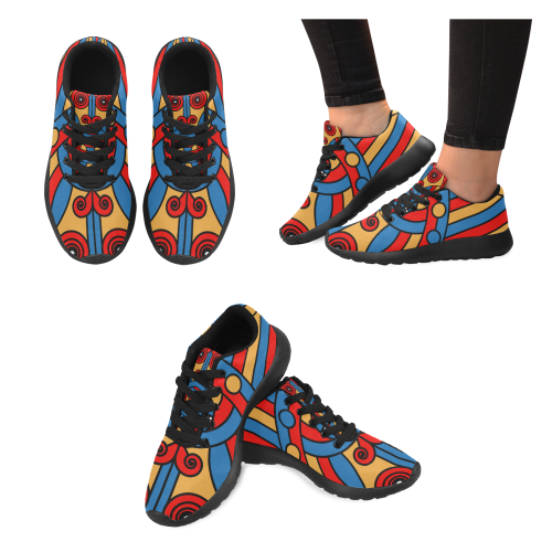 Aztec Maasai Lion Tribal Kid's Running Shoes (Model 020)