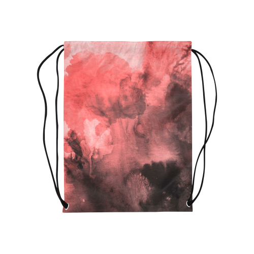 Red and Black Watercolour Medium Drawstring Bag Model 1604 (Twin Sides) 13.8"(W) * 18.1"(H)