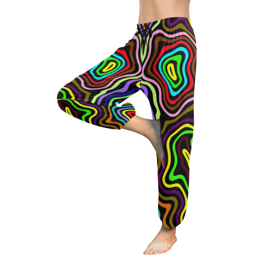 Multicolored Wavy Line Pattern Women's All Over Print Harem Pants (Model L18)