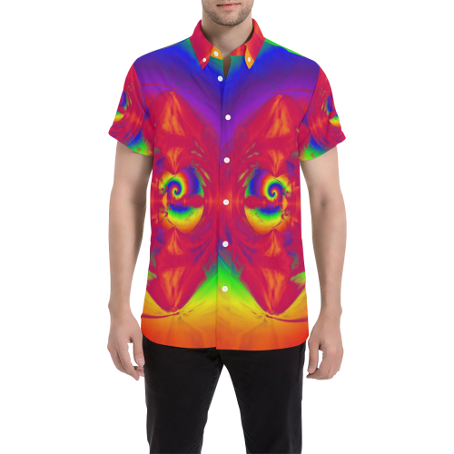 rainbow swirl 1 Men's All Over Print Short Sleeve Shirt (Model T53)