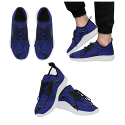 Alien Flying Saucers Stars Pattern (Black/Blue) Dolphin Ultra Light Running Shoes for Men (Model 035)