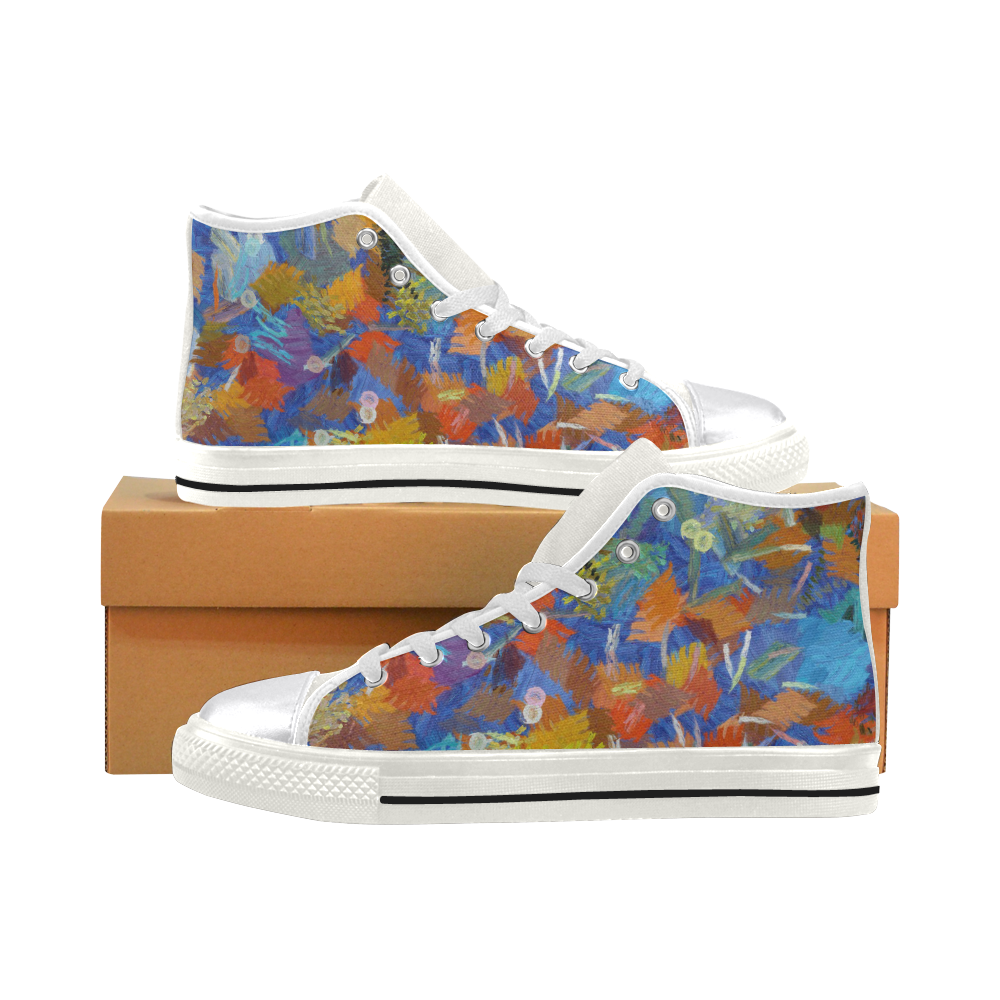 Colorful paint strokes Women's Classic High Top Canvas Shoes (Model 017)