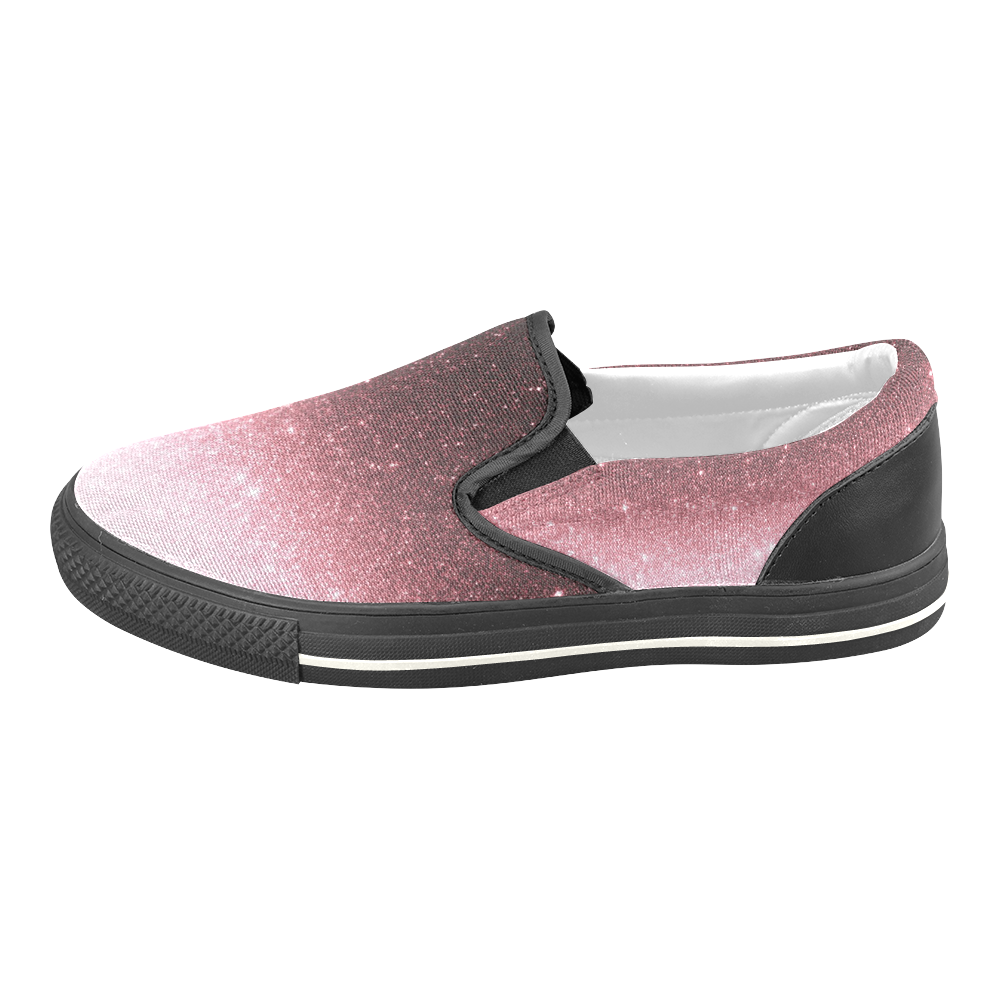 rose gold Glitter gradient Slip-on Canvas Shoes for Kid (Model 019)