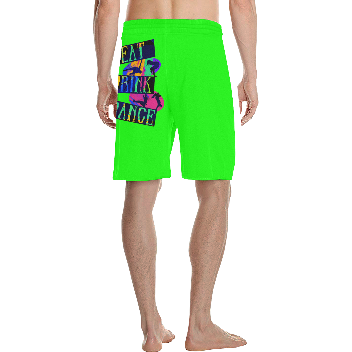 Break Dancing Colorful / Neon Green Men's All Over Print Casual Shorts (Model L23)