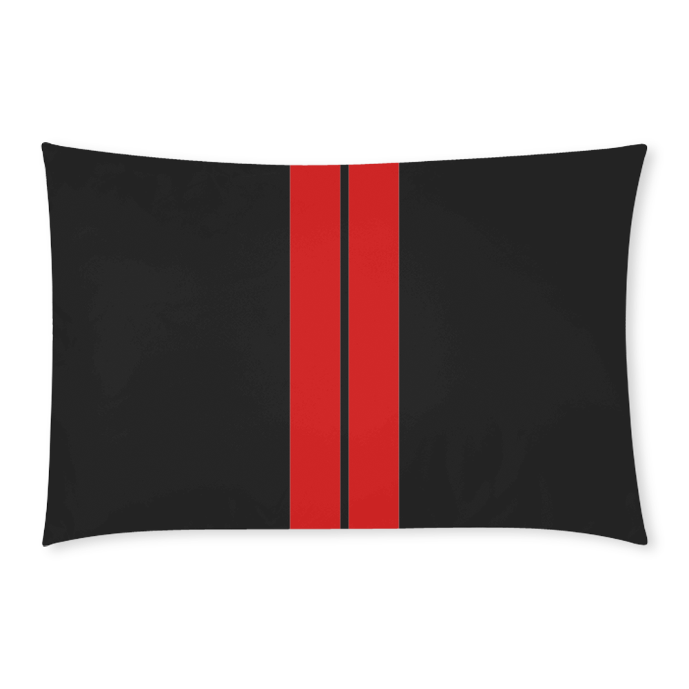 Race Car Stripe Center Black with Red 3-Piece Bedding Set