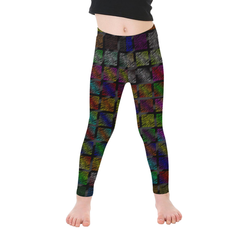 Ripped SpaceTime Stripes Collection Kid's Ankle Length Leggings (Model L06)