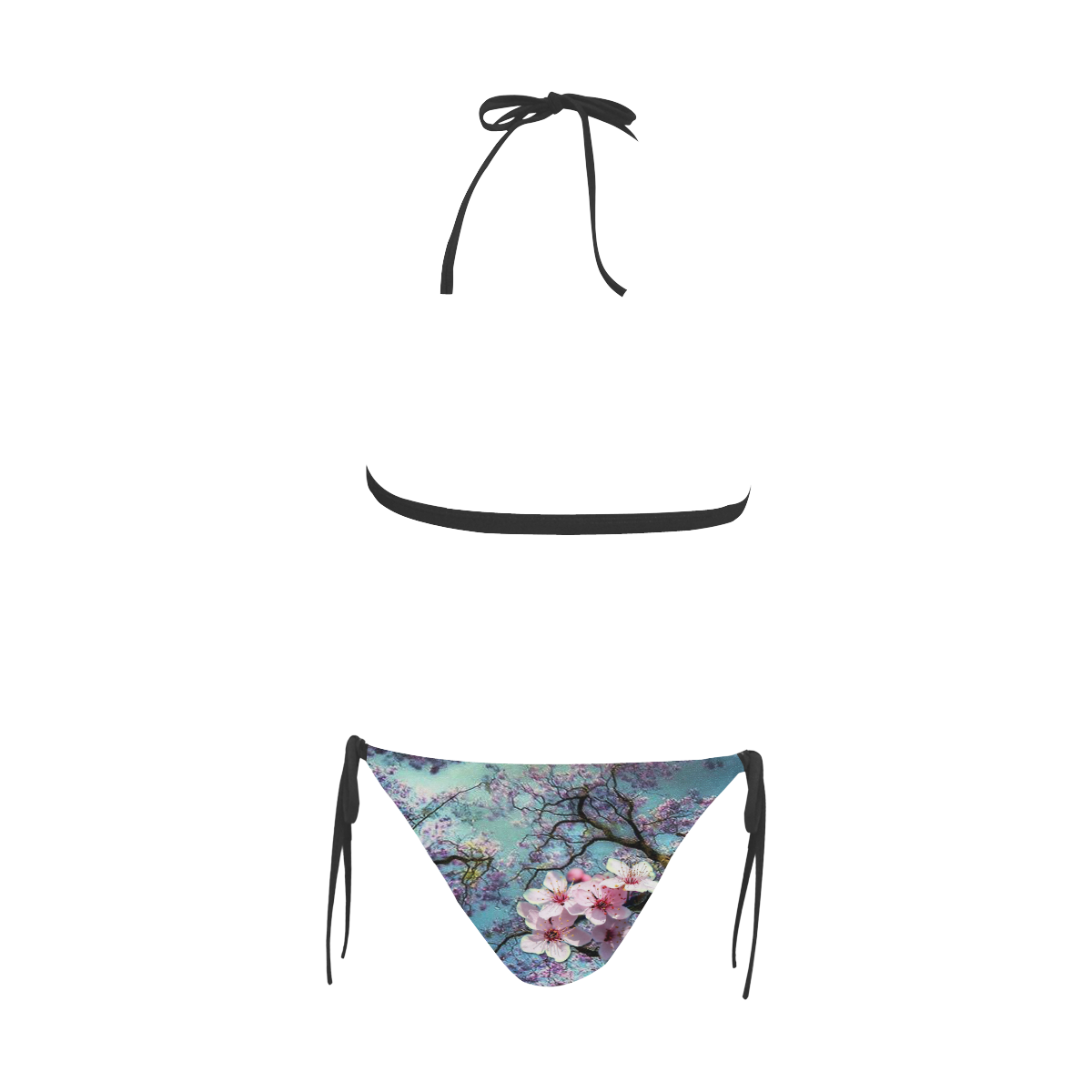 Cherry blossomL Buckle Front Halter Bikini Swimsuit (Model S08)