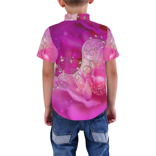 Wonderful floral design Boys' All Over Print Short Sleeve Shirt (Model T59)