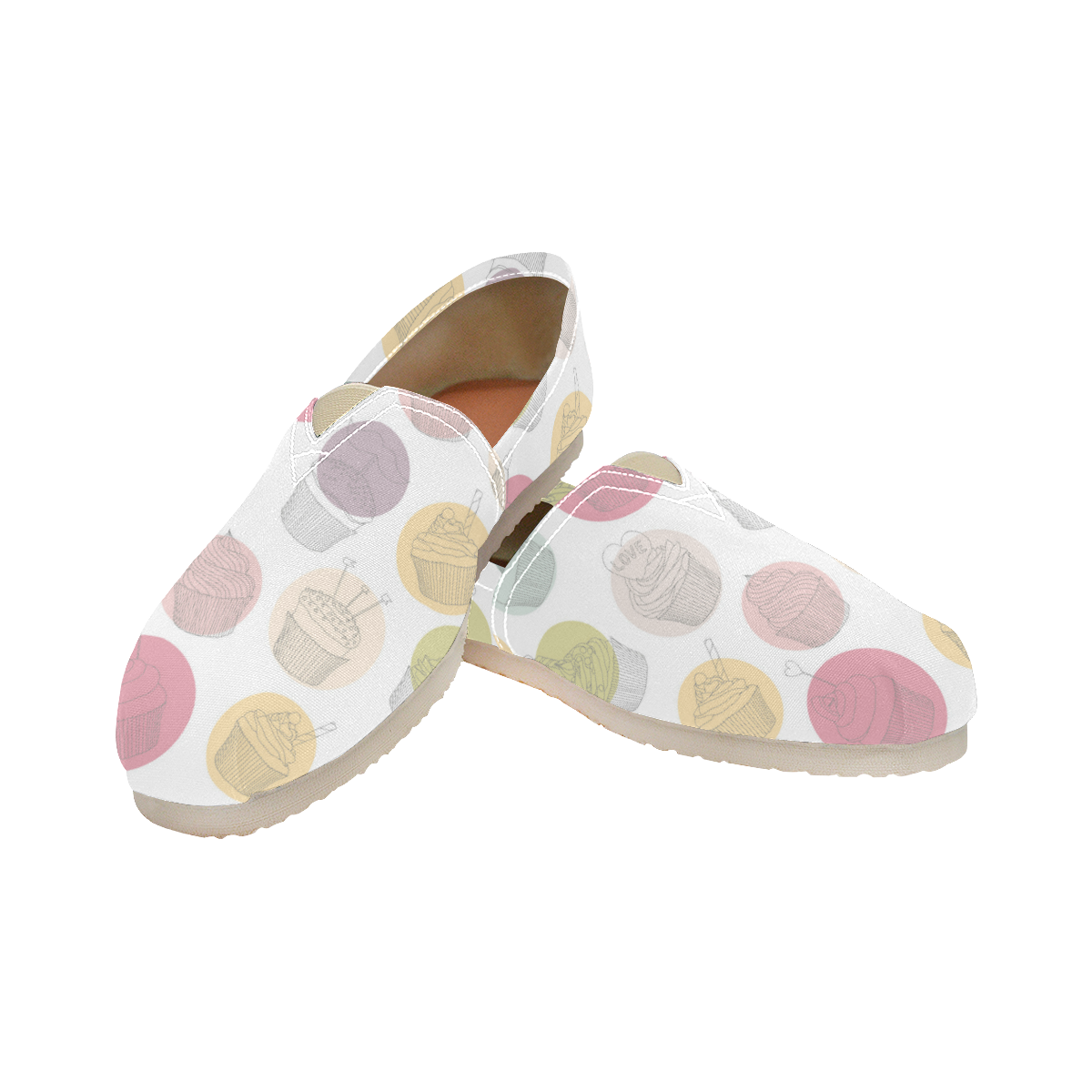 Colorful Cupcakes Women's Classic Canvas Slip-On (Model 1206)