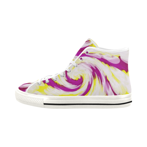 Pink Yellow Tie Dye Swirl Abstract Vancouver H Men's Canvas Shoes/Large (1013-1)