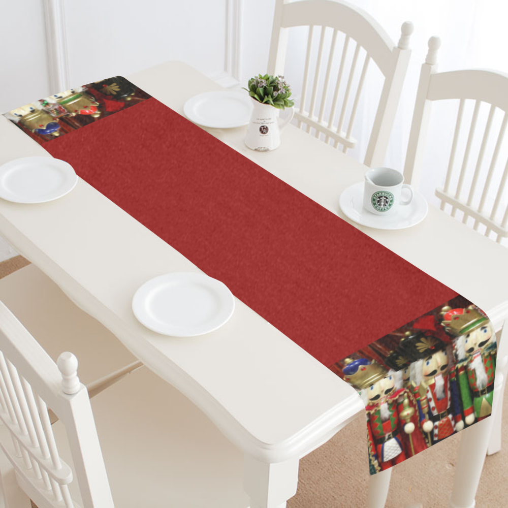 Christmas Nut Cracker Soldiers on Red Table Runner 14x72 inch