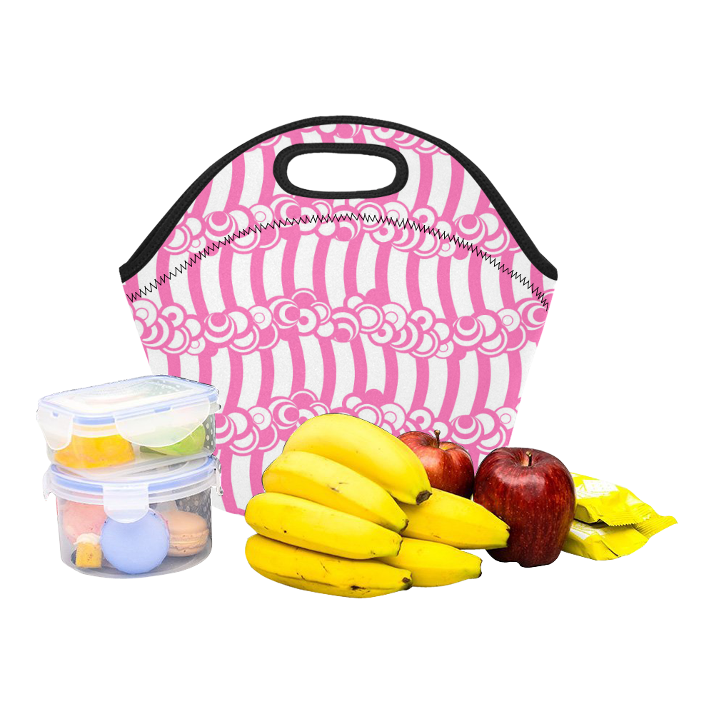 Cindy's Hot Pink Retro Waves Neoprene Lunch Bag/Small (Model 1669)