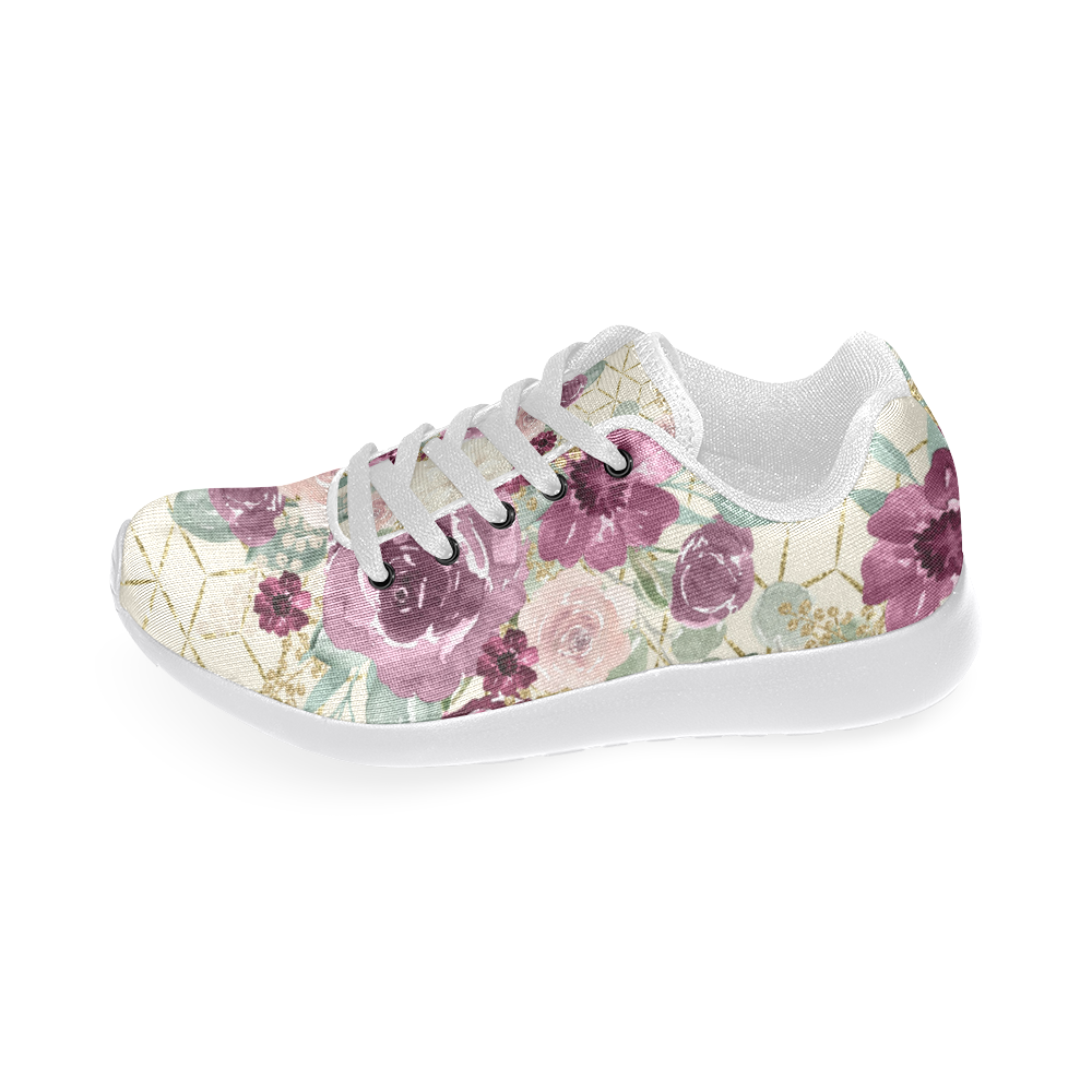 Floral Flowers Shoes, Watercolor Flowers Women’s Running Shoes (Model 020)