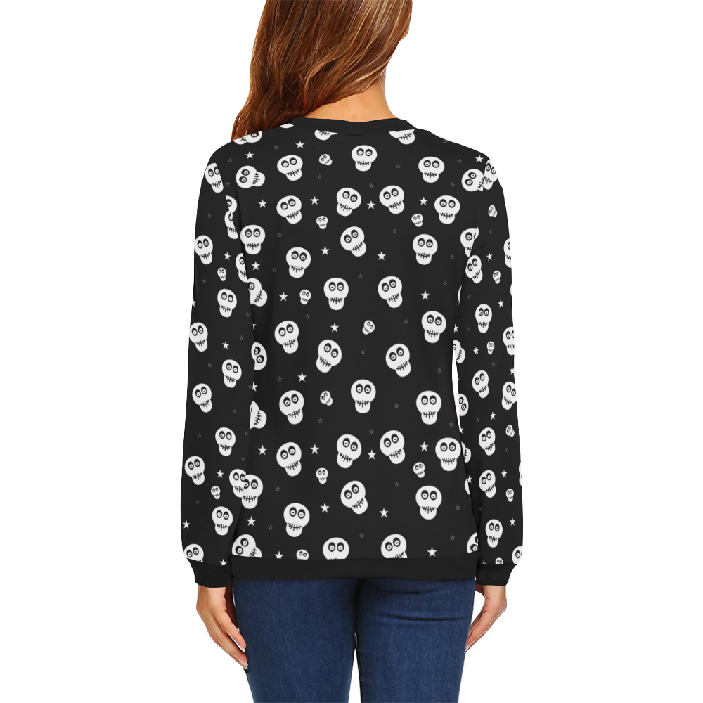 Star Skulls All Over Print Crewneck Sweatshirt for Women (Model H18)