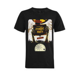 Zombie Party Spider Halloween  Black Men's V-Neck T-shirt  Big Size(USA Size) (Model T10)