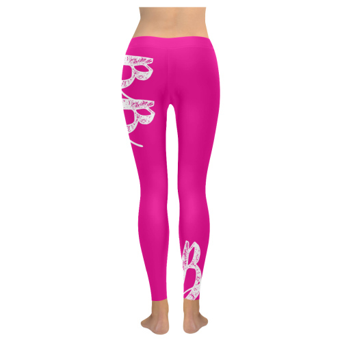 Bully Broad Leggings Pink Women's Low Rise Leggings (Invisible Stitch) (Model L05)