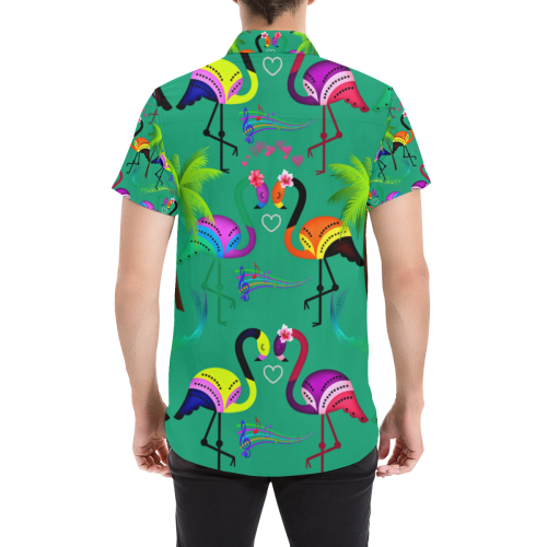 prancing dancing birds Men's All Over Print Short Sleeve Shirt (Model T53)